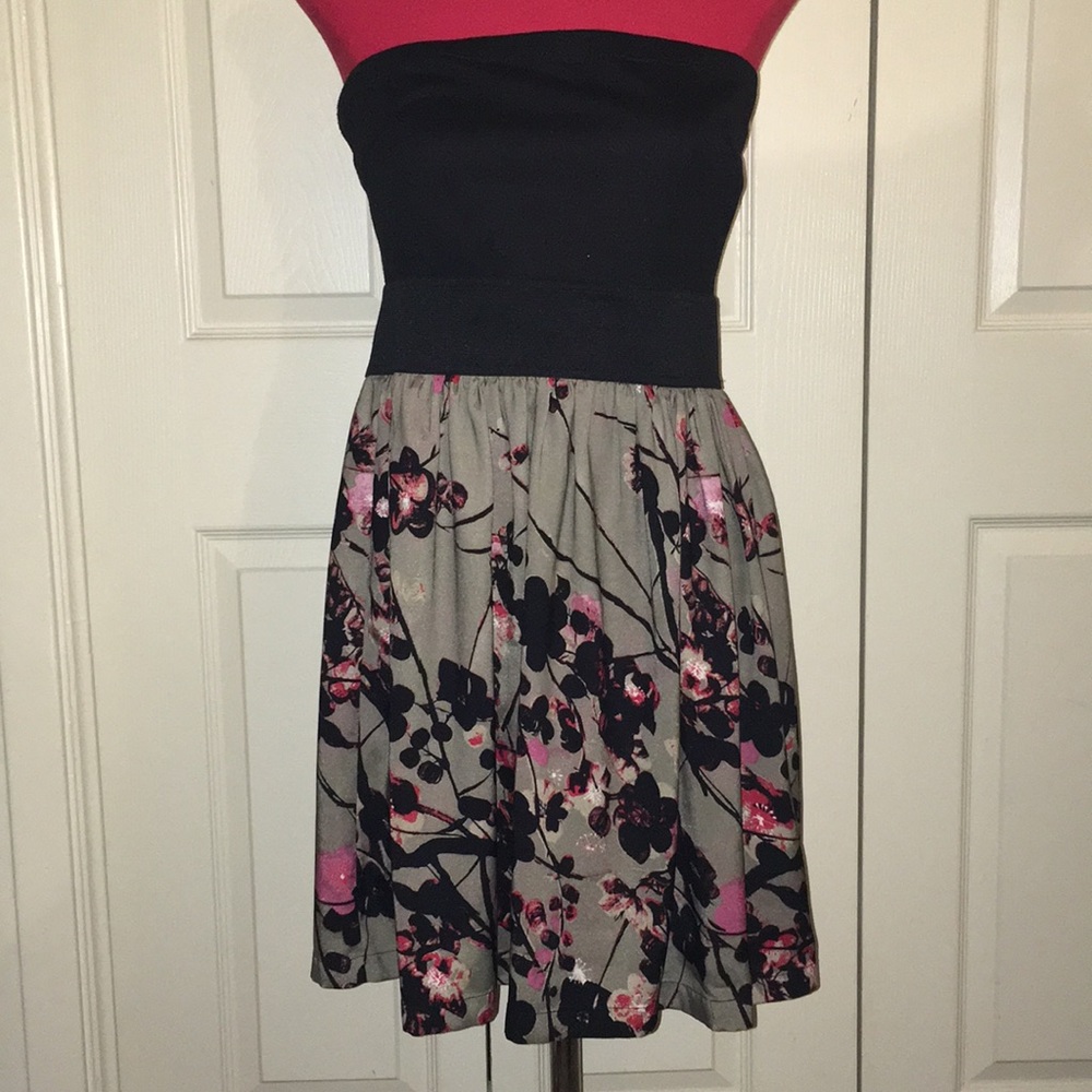 Strapless floral dress